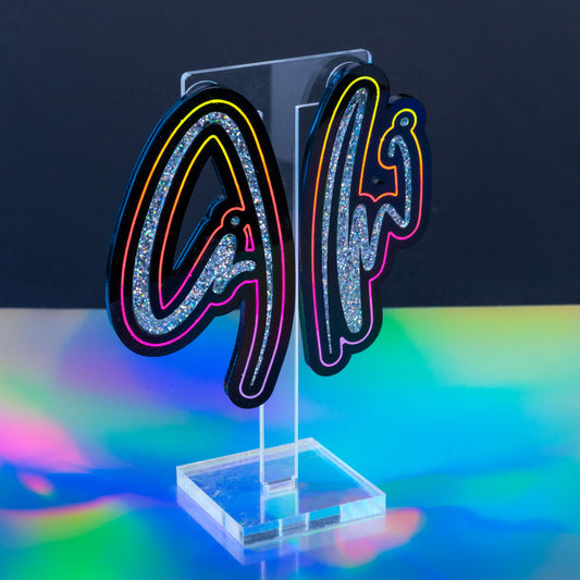 Squiggle n.2 silver glitter rainbow