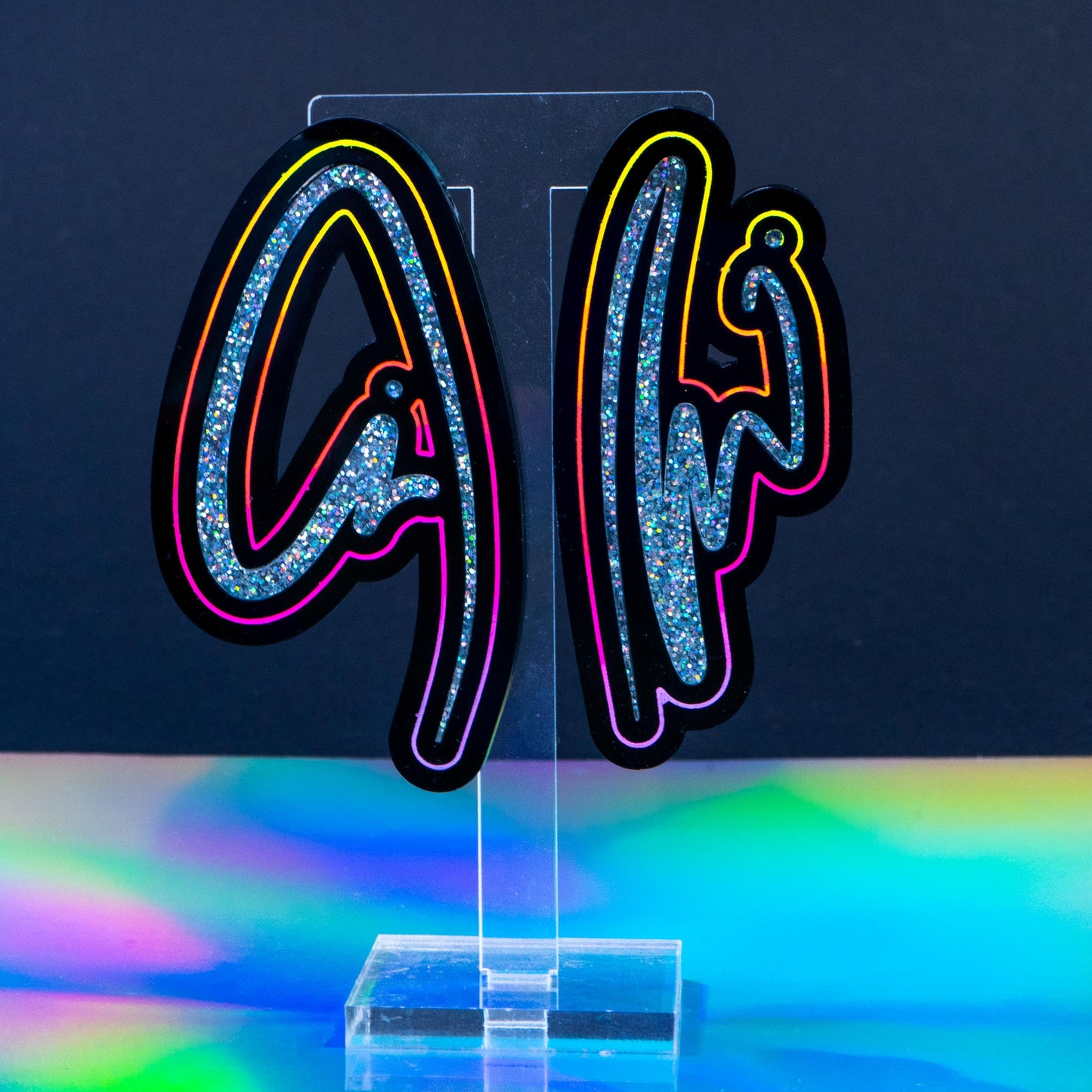 Squiggle n.2 silver glitter rainbow