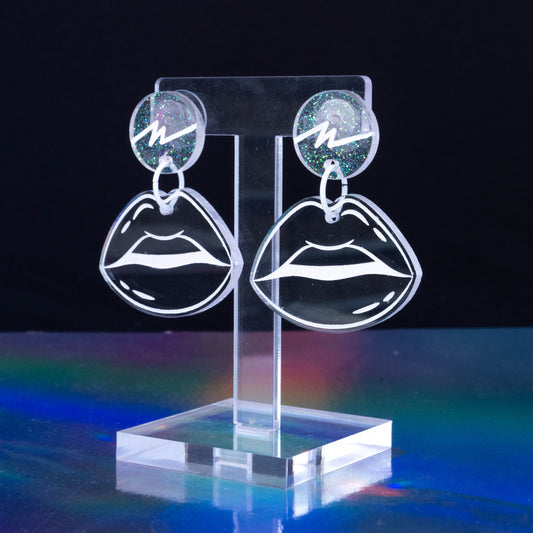Transparent glitter lip dangles