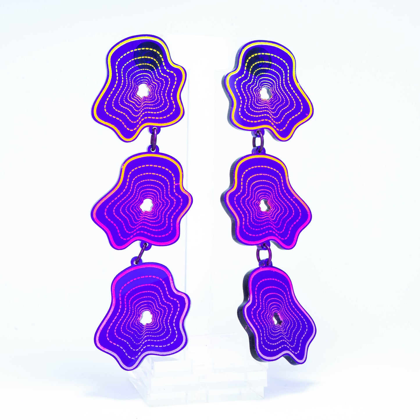 Vaporwave purple triple blob dangles