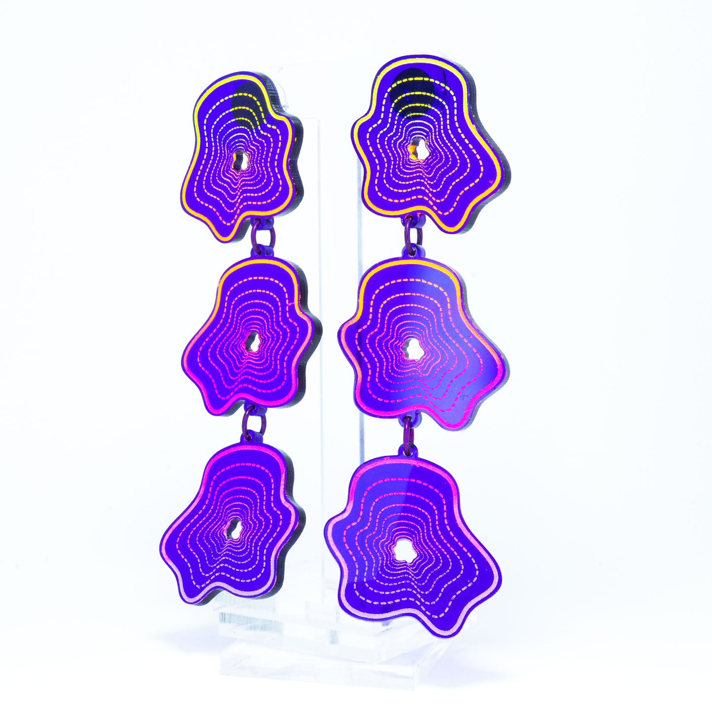 Vaporwave purple triple blob dangles