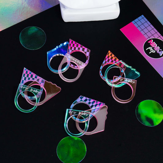 Anxious / cry baby triple ring set