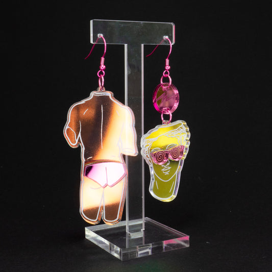 Iridescent & pink mirror boi statue hooks