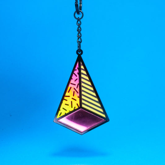 Color block large geometric keychain