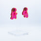 Vaporwave small pink blob studs (yellow outline)