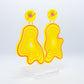 Vaporwave medium yellow blob dangles (pink outline)
