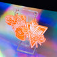 Large neon orange tropical flower boi hoops