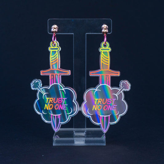 Behind your back holographic dangles