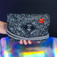 Glitter bag (acid yellow + black/white strap)