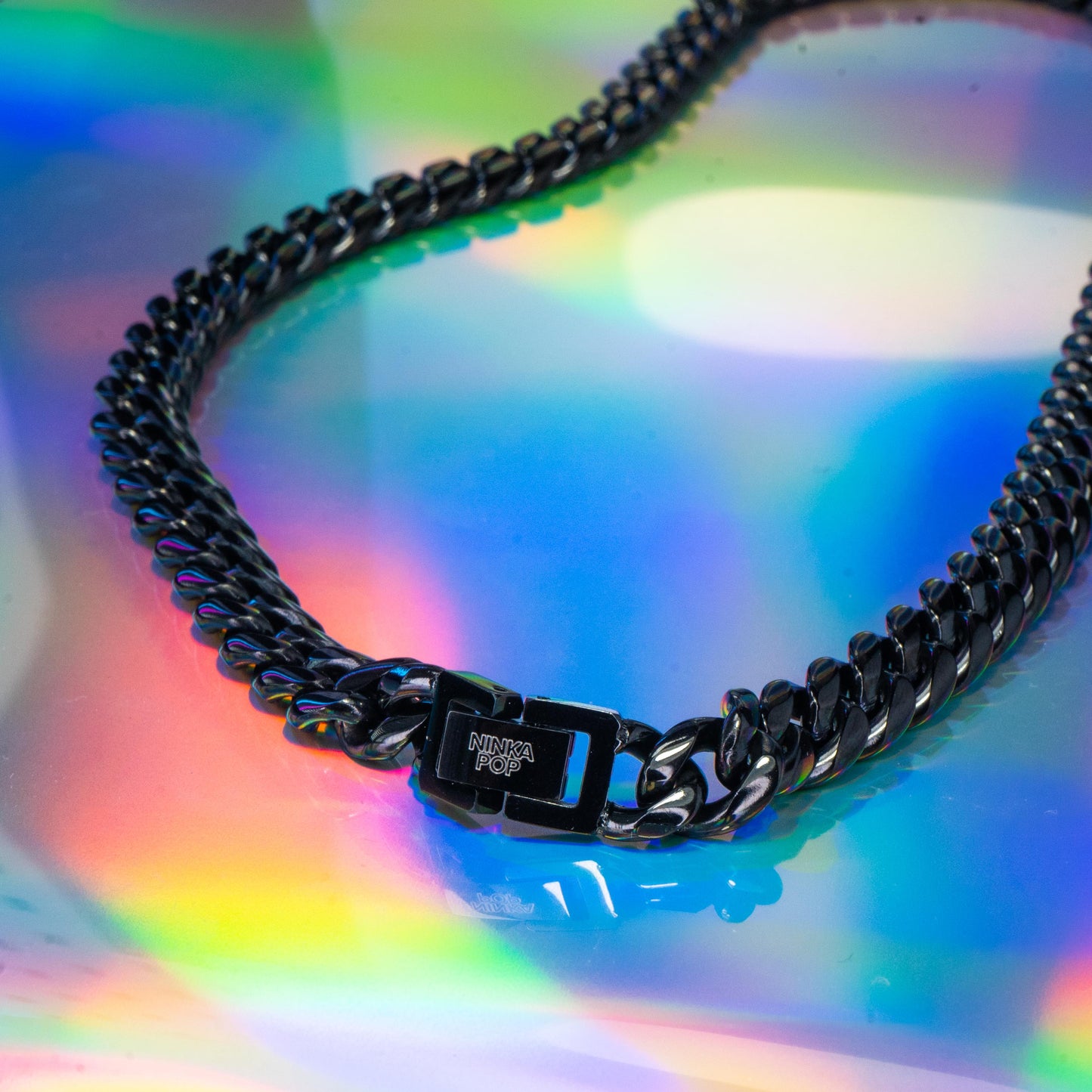 Black stainless steel chain necklace