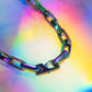 Chunky rainbow stainless steel chain necklace