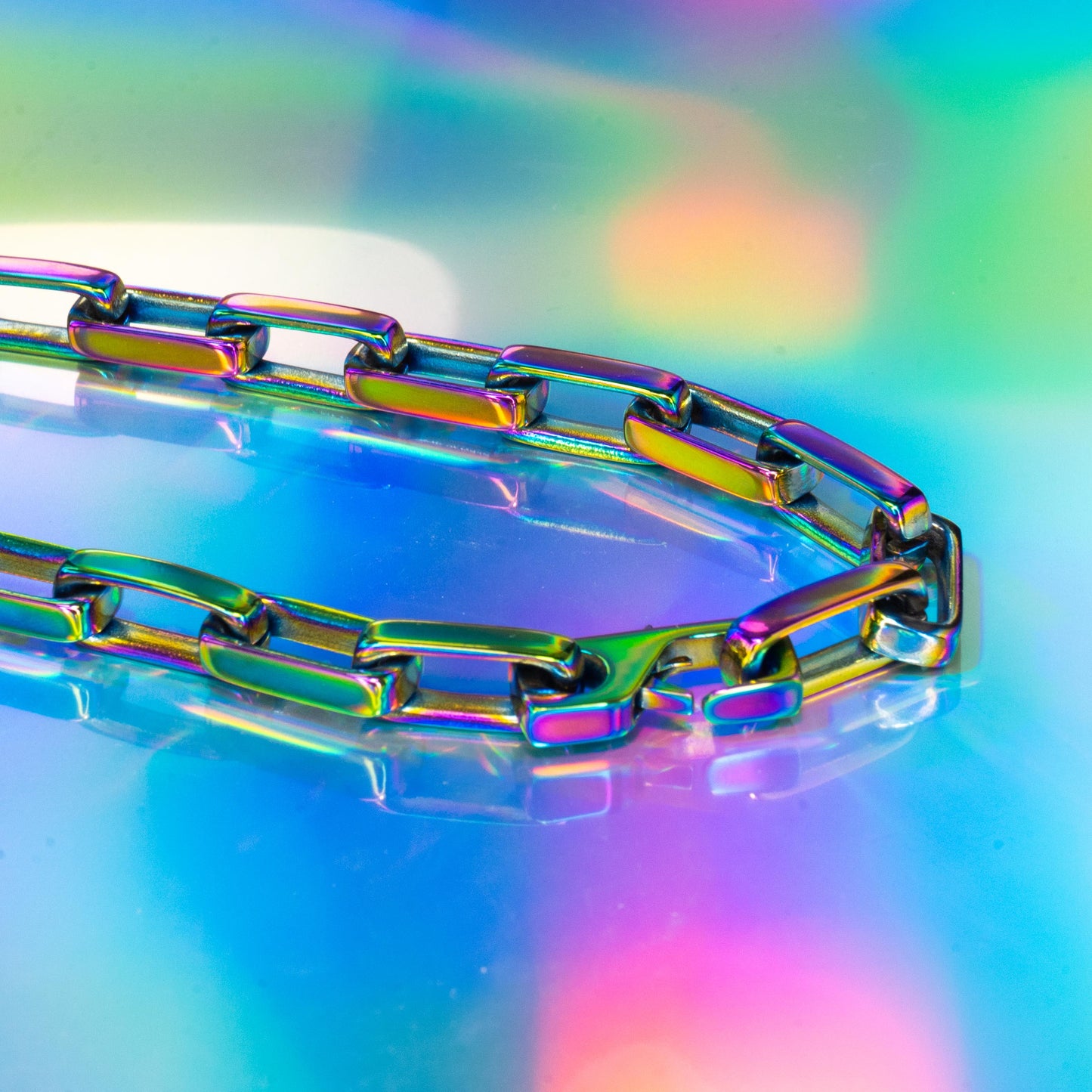 Chunky rainbow stainless steel chain necklace