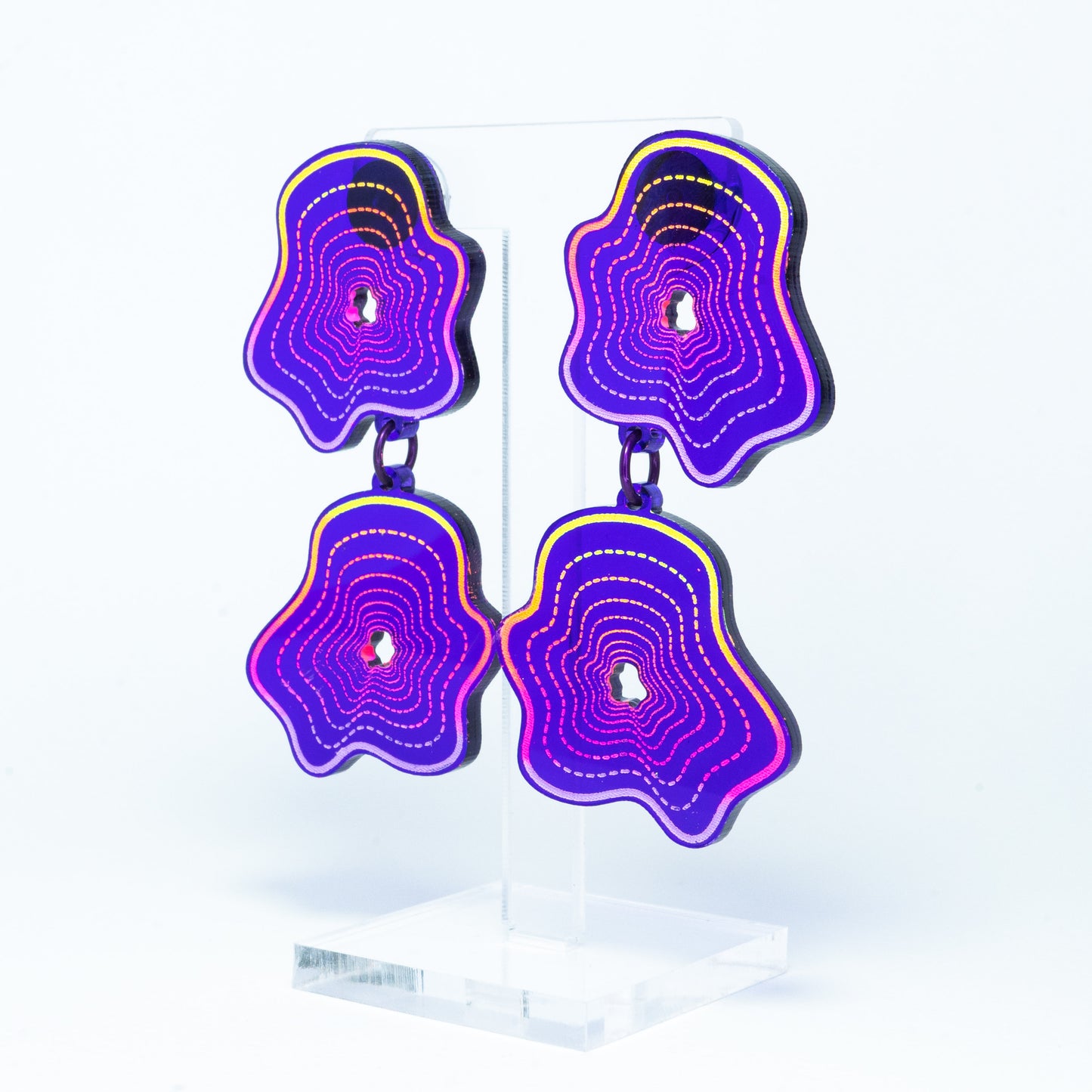 Vaporwave purple double blob dangles