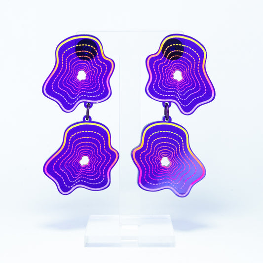 Vaporwave purple double blob dangles