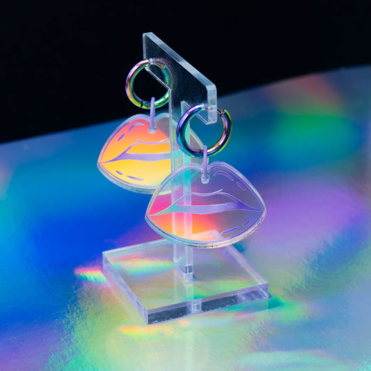 Iridescent lilac lip hoops