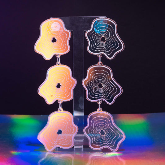 Iridescent triple blob dangles