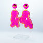 Vaporwave medium pink blob dangles (yellow outline)