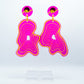 Vaporwave medium pink blob dangles (yellow outline)