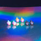 Mini marble white cursor studs
