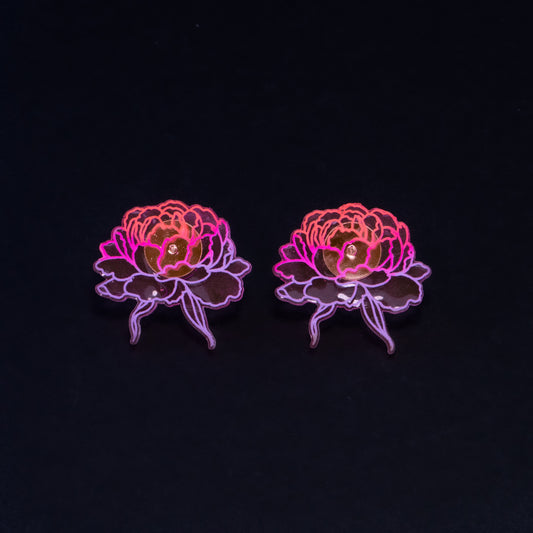 Acrylic large peony studs