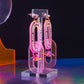Neon pink large double LINK dangles