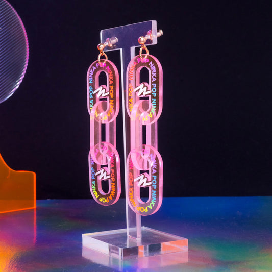 Neon pink small triple LINK dangles