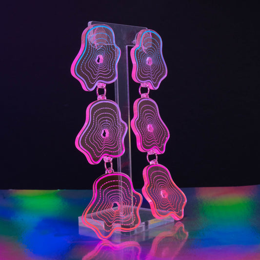 Neon pink triple blob dangles