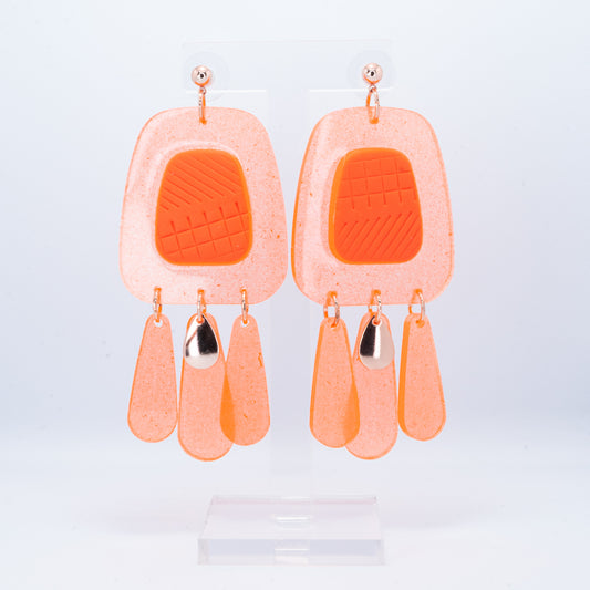 Orange clay center Rock drop dangles