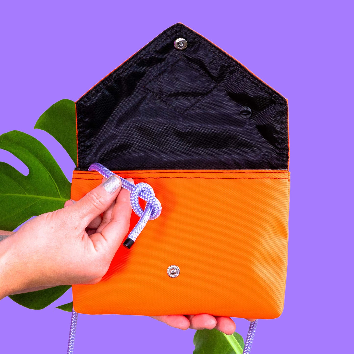 Orange bag (lilac + black/white strap)