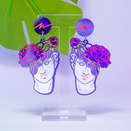 Small 3D purple flower boi dangles