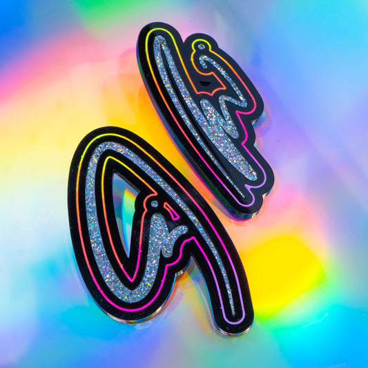 Squiggle n.2 silver glitter rainbow