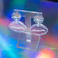 Transparent glitter lip dangles