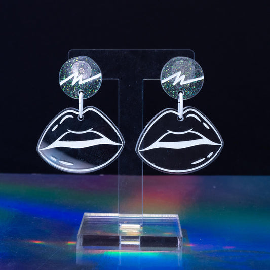 Transparent glitter lip dangles