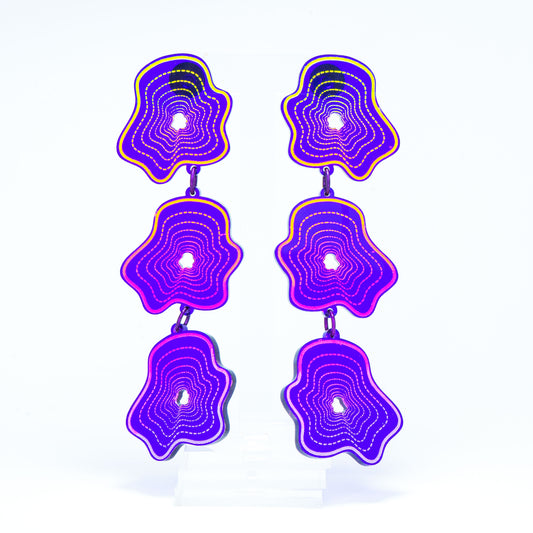 Vaporwave purple triple blob dangles