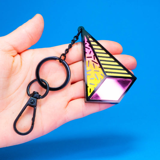 Color block large geometric keychain